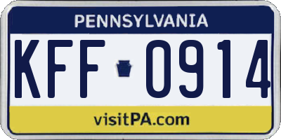 PA license plate KFF0914