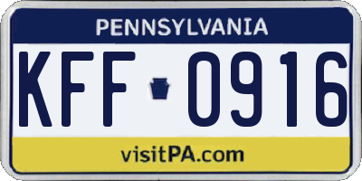 PA license plate KFF0916
