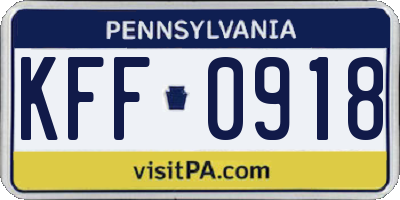 PA license plate KFF0918