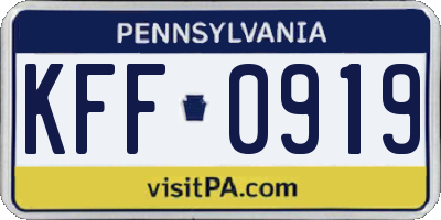 PA license plate KFF0919