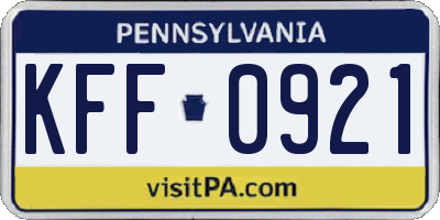 PA license plate KFF0921