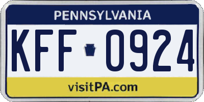 PA license plate KFF0924