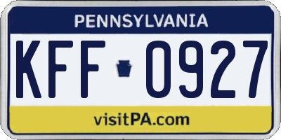 PA license plate KFF0927