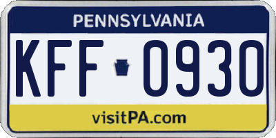 PA license plate KFF0930