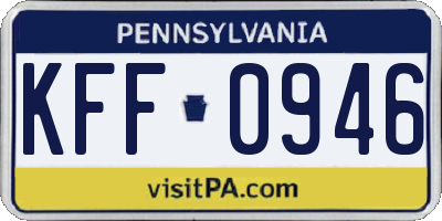PA license plate KFF0946