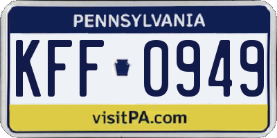 PA license plate KFF0949