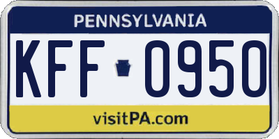 PA license plate KFF0950