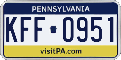PA license plate KFF0951