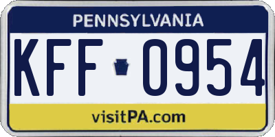 PA license plate KFF0954