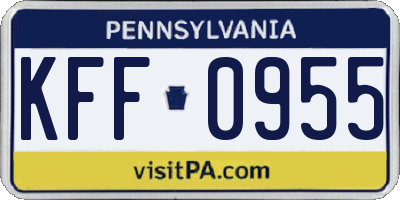 PA license plate KFF0955