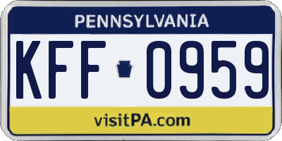 PA license plate KFF0959