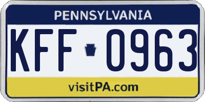 PA license plate KFF0963