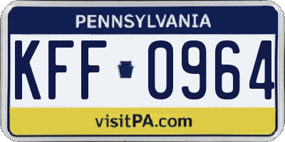 PA license plate KFF0964