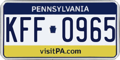 PA license plate KFF0965