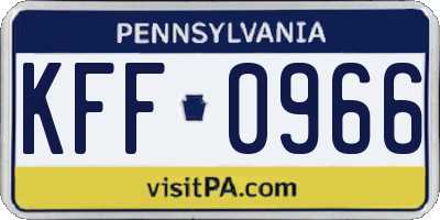 PA license plate KFF0966