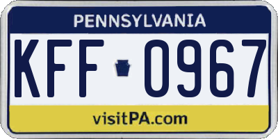 PA license plate KFF0967