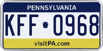 PA license plate KFF0968