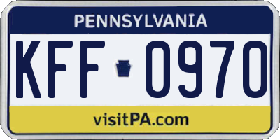 PA license plate KFF0970