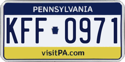 PA license plate KFF0971