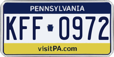 PA license plate KFF0972