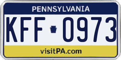 PA license plate KFF0973