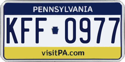 PA license plate KFF0977