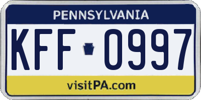 PA license plate KFF0997