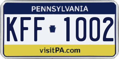 PA license plate KFF1002