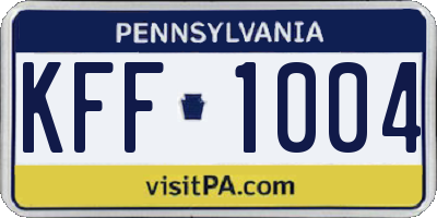PA license plate KFF1004