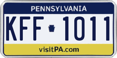 PA license plate KFF1011