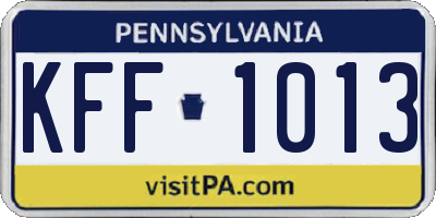 PA license plate KFF1013