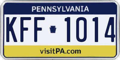 PA license plate KFF1014