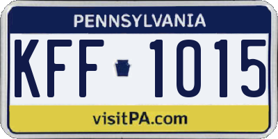 PA license plate KFF1015