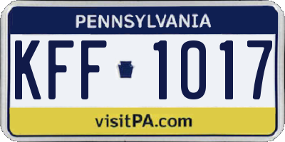 PA license plate KFF1017