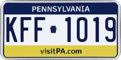 PA license plate KFF1019