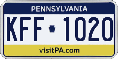 PA license plate KFF1020