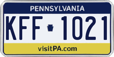 PA license plate KFF1021