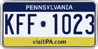 PA license plate KFF1023