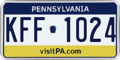 PA license plate KFF1024