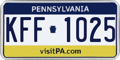 PA license plate KFF1025