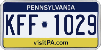 PA license plate KFF1029