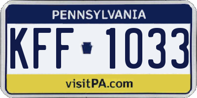 PA license plate KFF1033