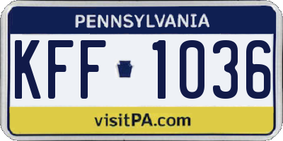 PA license plate KFF1036