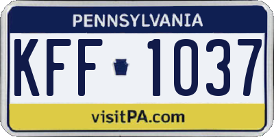 PA license plate KFF1037