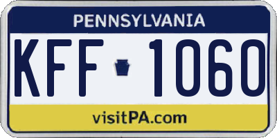 PA license plate KFF1060