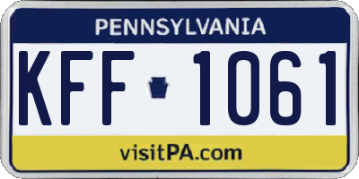 PA license plate KFF1061