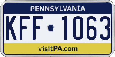 PA license plate KFF1063