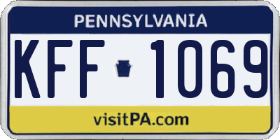 PA license plate KFF1069