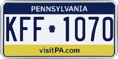 PA license plate KFF1070
