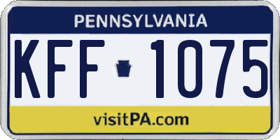PA license plate KFF1075